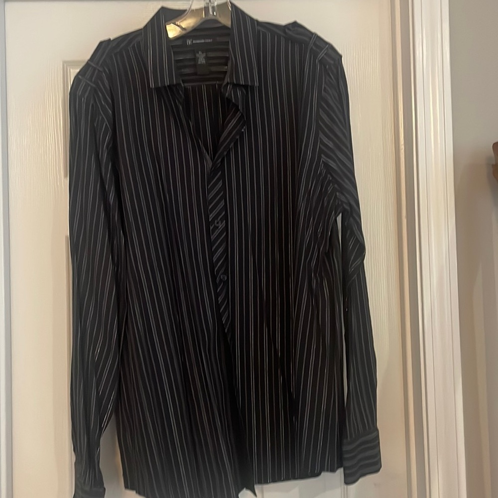 INC Button Metallic Striped Shirt with cuffs & lapels excellent condition